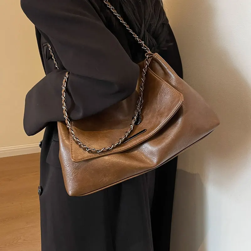 高品質チェーンバッグ レディース 2025年新作 レトロ 多機能 大容量 通勤 シングルショルダー クロスボディバッグ
