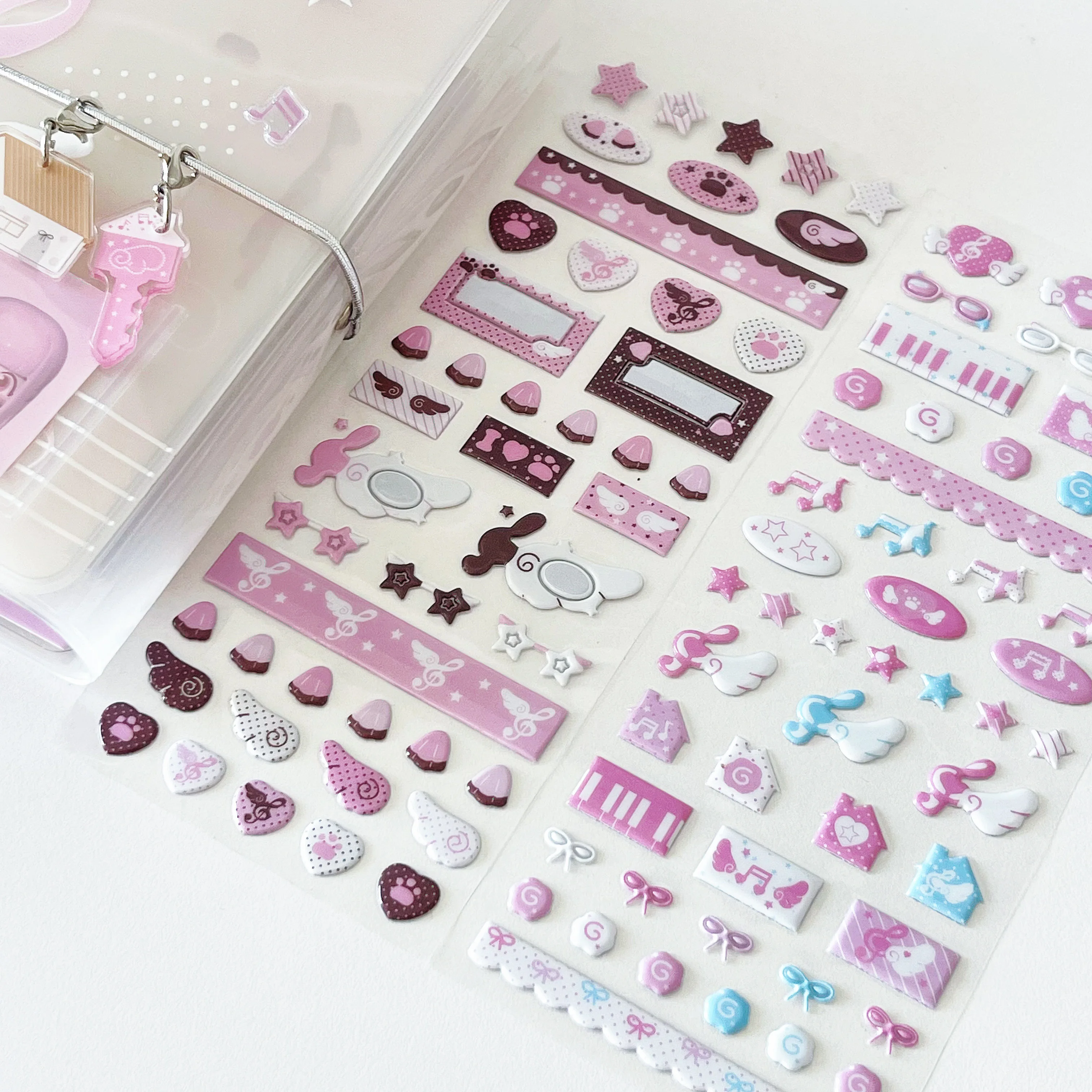 

WAKAWAKA Deco Stickers for Scrapbooking Cute Keluli Moment Pink Wing Star Decorative Stickers Diy Phone Luggage Motorcycle