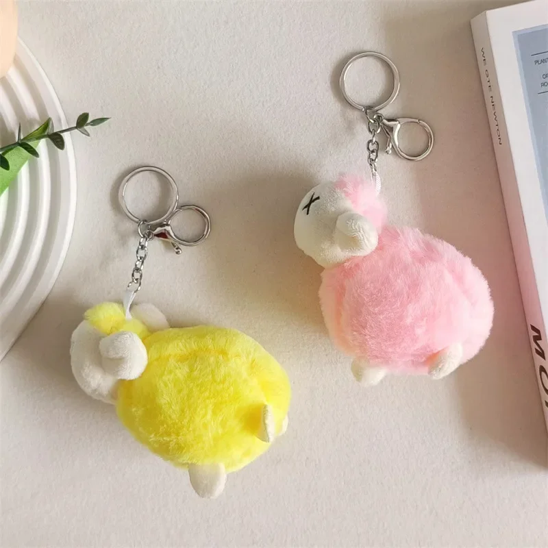 Cute Cartoon Lamb Animals Soft Stuffed Plush Toys Kawaii Backpack Decoration Exclusive Design Keychain Birthday Gifts for Friend