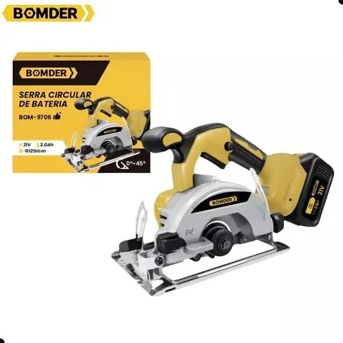 BOMDER Professional BOM-9706 serra circular kit 3 laminas 4 angulos ajustaveis bateria 21v