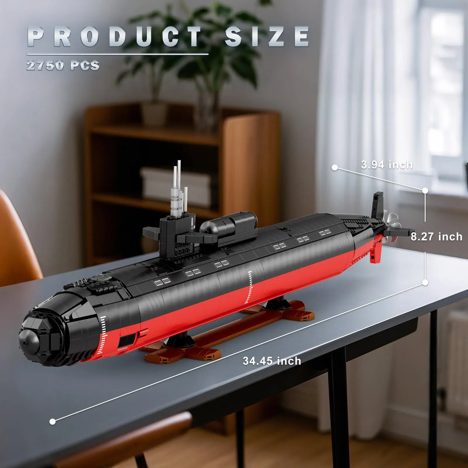 2988 Uds. Bloques de construcción militares SSN de clase de Los Ángeles, montaje de ladrillos submarino Nuclear MOC, juguetes para niños, conjunto de regalo