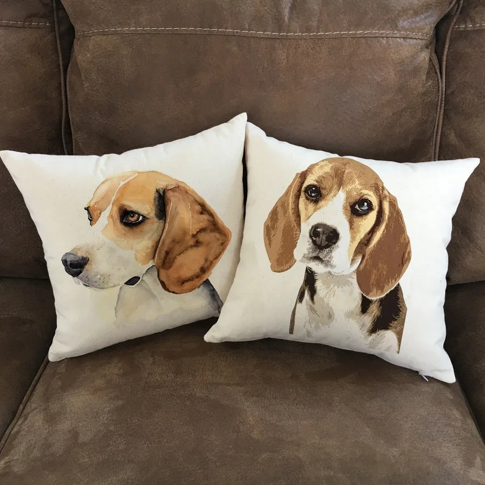 Colorful cute cartoon pet dog pillowcase for children beagle living room sofa home car decoration 45 * 45cm