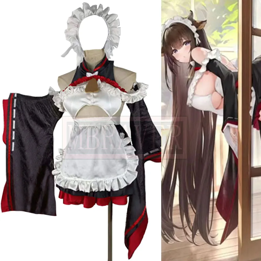 

Game Azur Lane IJN Kashino Maid Dress Cosplay Costume Party Christmas Halloween Custom Made Any Size