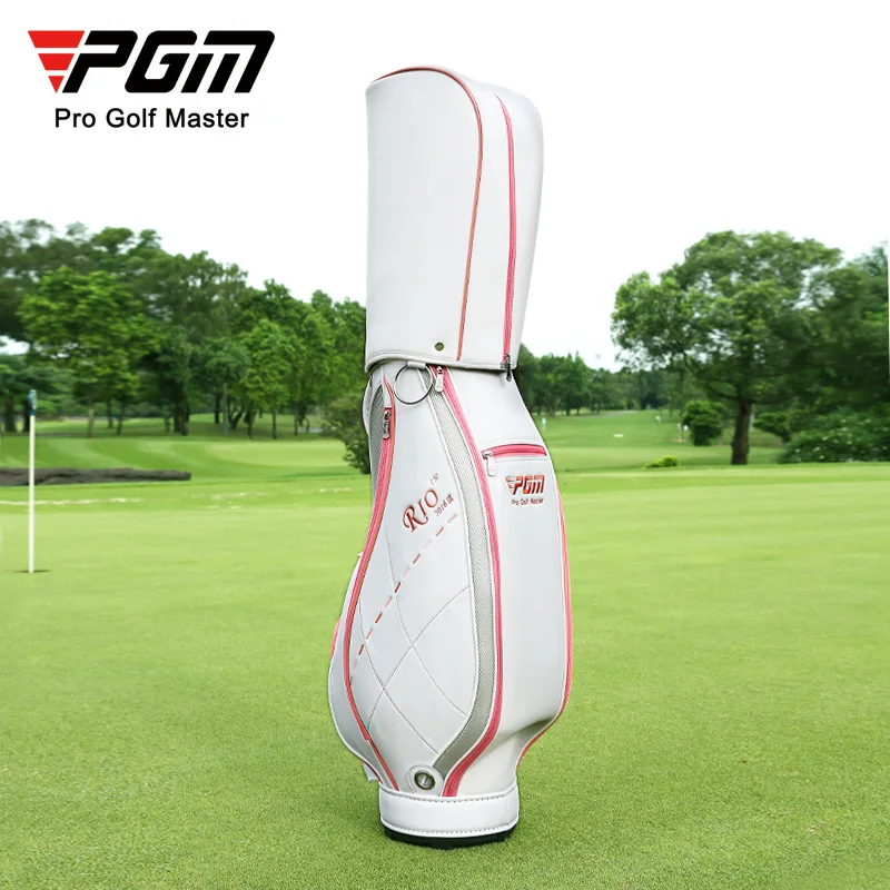 PGM Woman Golf Bag White Pink PU Waterproof Standard Pack High Quality Portable  Sports Cart Club Airbag Golf Accessories QB042