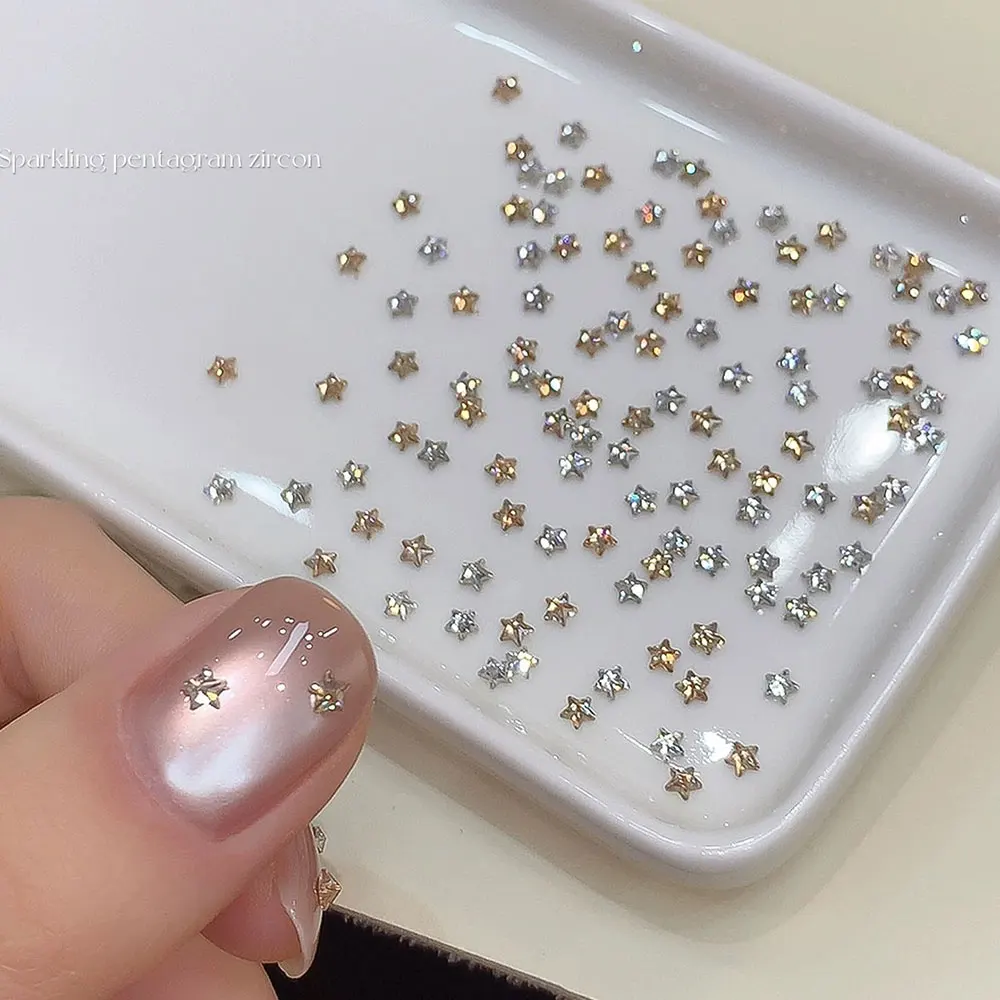 30/50 Stück Funkelnde 3mm Mini-Stern-Zirkonia-Nagelsteine, klare, rosa, rote, blaue Sterne, Diamant-Nagelsteine, flache Nageldekoration, 1€ – Detail 4