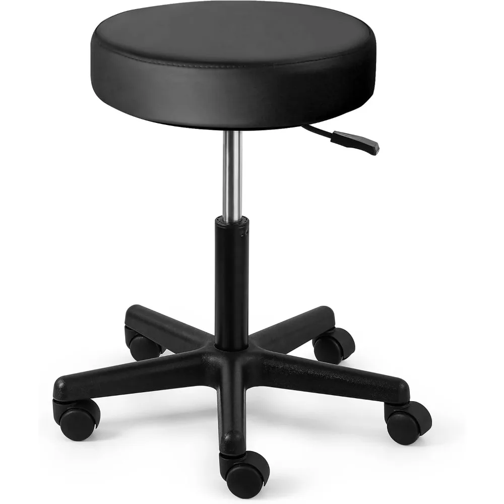 

Rolling Stool with Wheels, PVC Leather Large Seat Stool, 400lbs Weight Capacity, Heavy Duty Adjustable Height for Medical Tatto