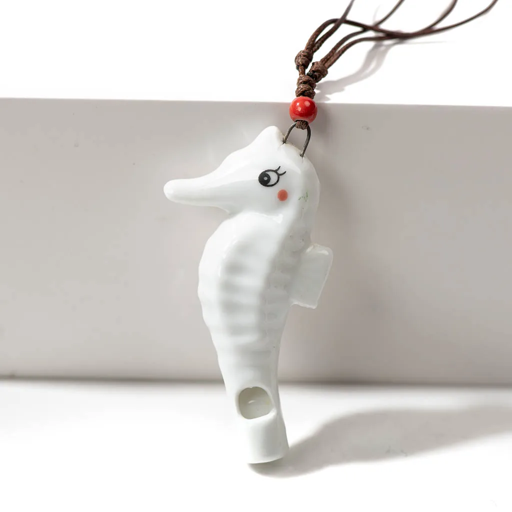 Cute Seahorse Ceramic Whistle Pendant Necklace With Adjustable Cord For Kids Gift Various Colors Drop Shipping 2X836