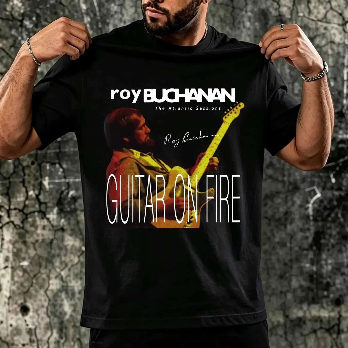 washed T Shirt New Roy Buchanan Guitar on Fire The Atlantic All Size S to 5XL 1T196 vintage Washed Unisex Stylish graphic