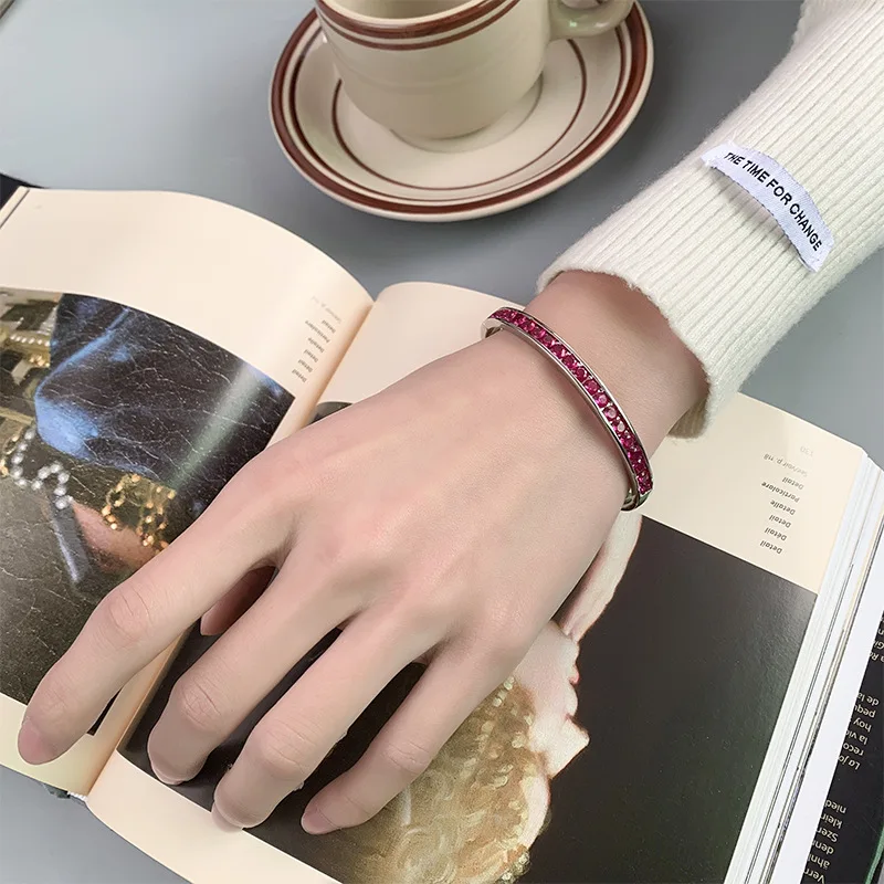 Copper Plating18KNew Fashion Jewelry Imitation Colorful Gemstone Corundum Simple Bracelet for Women Wholesale