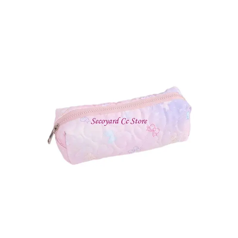 N3UC Bowknot Pen Pouches Multifunctional Pencil Bag Large Capacity Polyester Pencil Case Travel Makeup Bag for Office School