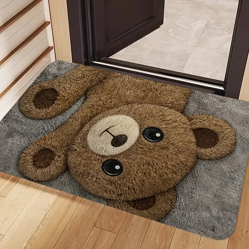 3D Fluffy Panda Doormat, Cute Animal Printed Floor Rug, Indoor Entrance Home Decor