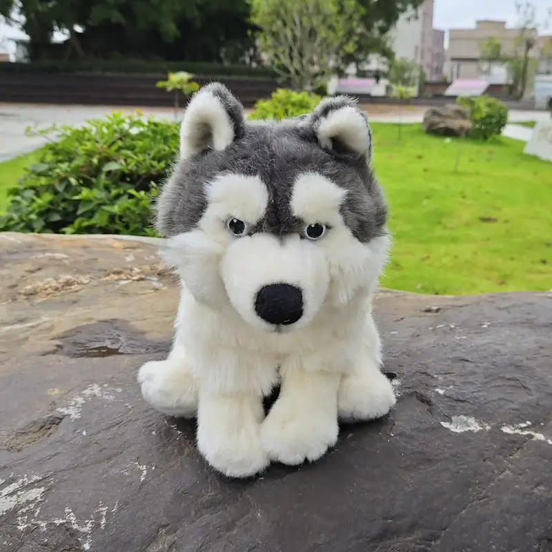 Simulation Siberian Sled Dog Cute Husky Doll Two Puppy Dog Stuffed Plush Toy Lifelike Animals Simulation Stuffed Toy Gifts