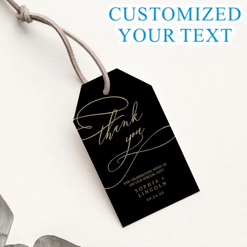 Custom Bridal Shower Thank You Hang Tags 500Pcs (3x5cm) - Custom Text, Eucalyptus Floral, Gift Tags (No String) - view 6