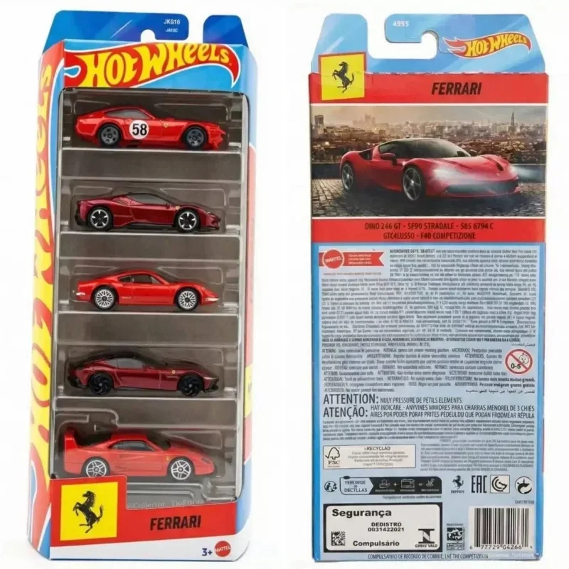 New Hot Wheels Ferrari JLN12 5PCS Set Small Sports Car Track Alloy Car Diecast Car Model Toys Boy‘s Toy Car Model view 4