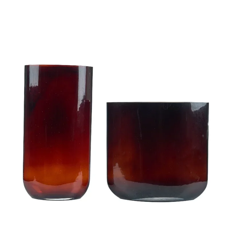 Blade glazed flat vase model room flower ware, crystal jewelry dried flower flower art set, high-end ornament