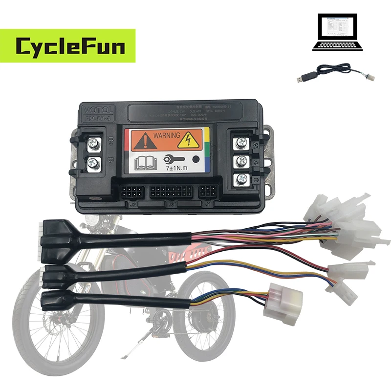 

48V-72V Votol EM50-4 800W-2KW BLDC Brushless Sine Wave Ebike Controller With USB Cable For QS Motor Electric Scooter Motorcycles