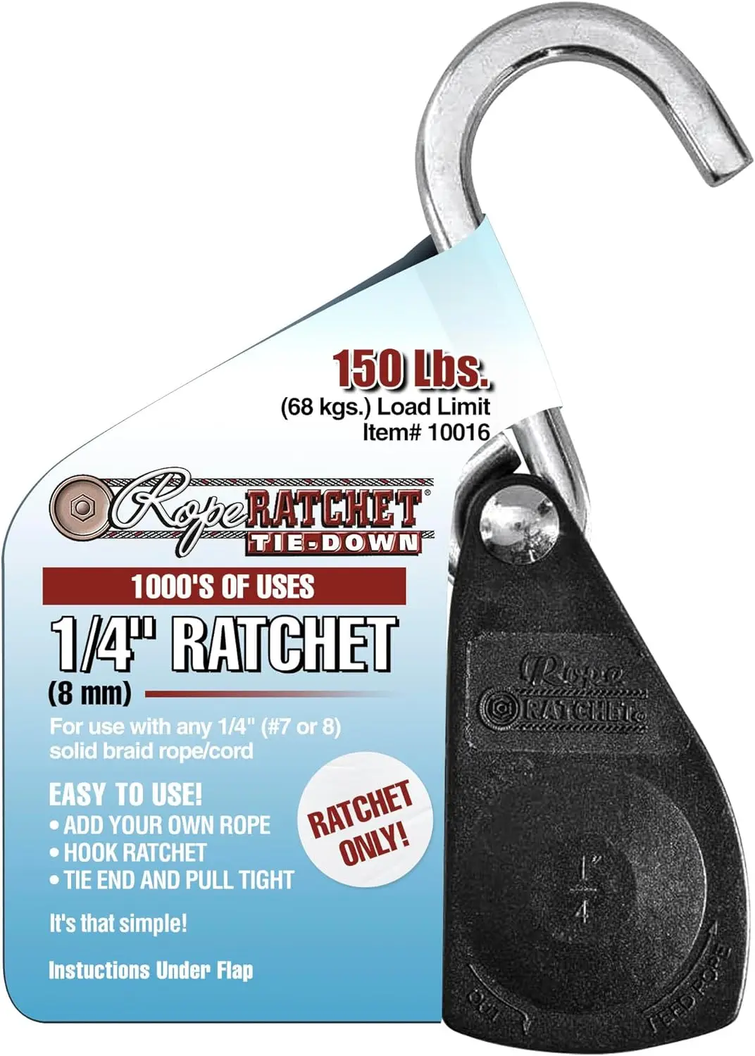 

Heavy-Duty Rope Ratchet Tie Down Pulley, Locking Mechanism for Shade Sails, Hammocks, Canopy Anchoring - 150 lbs Capacity