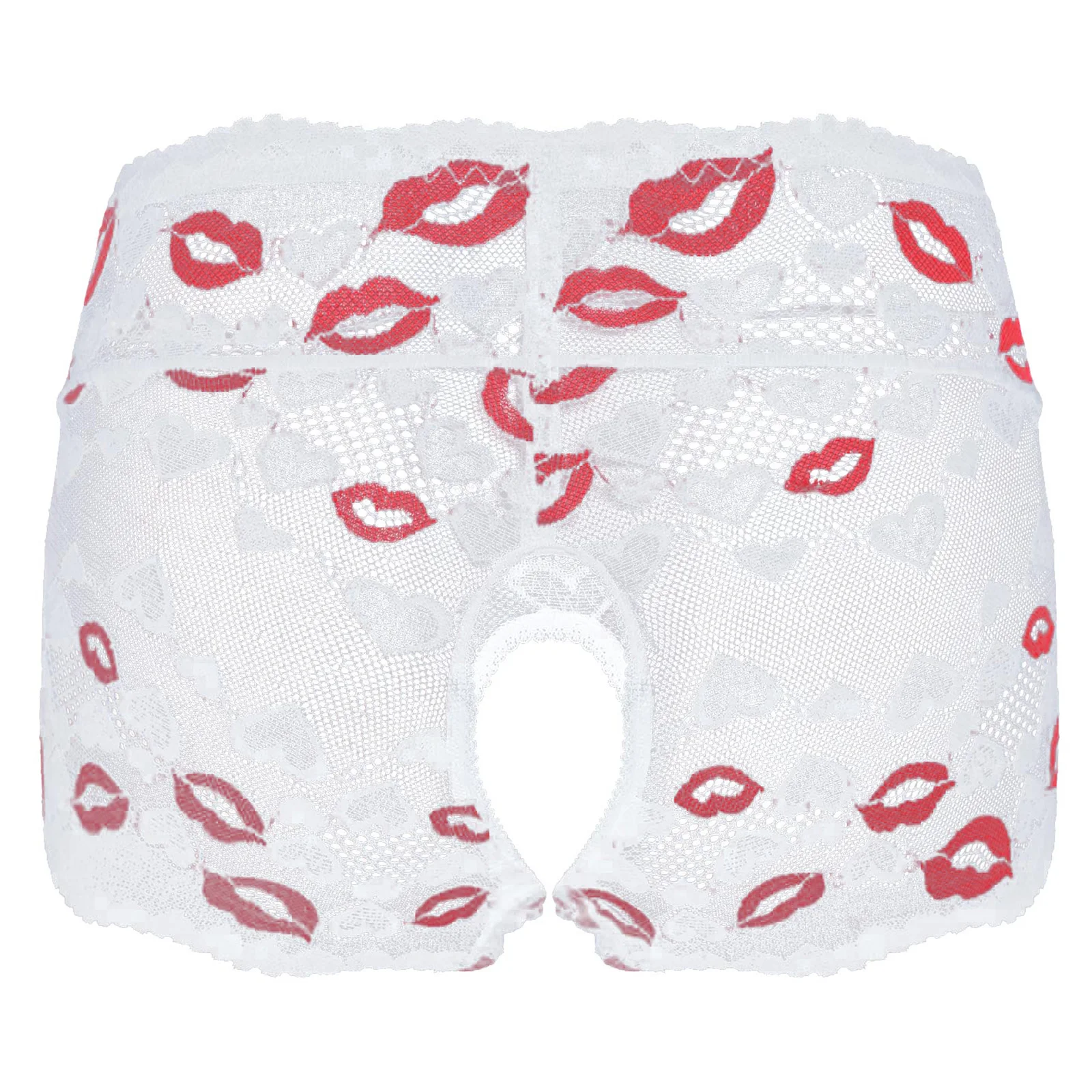 Celana Dalam Renda Pola Hati Bibir Wanita Celana Dalam Tembus Pandang Selangkangan Terbuka Pinggang Tinggi Lingerie Menggoda untuk Pakaian Bulan Madu Ulang Tahun