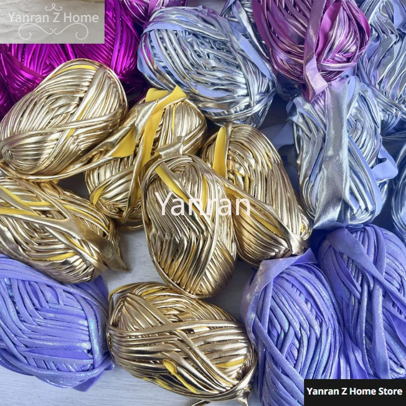 Color Crochet T-shirt Cloth Yarn Plaid Metallic Cloth Cord Kniting Shiny Glitter Cotton Polyester Thread Handbag Freeshipping