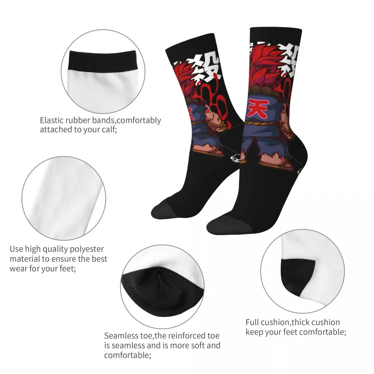 Happy Funny Men's Socks Harajuku Chibi Raging Demon Sock Street Fighters Sport Women's Socks Spring Summer Autumn Winter