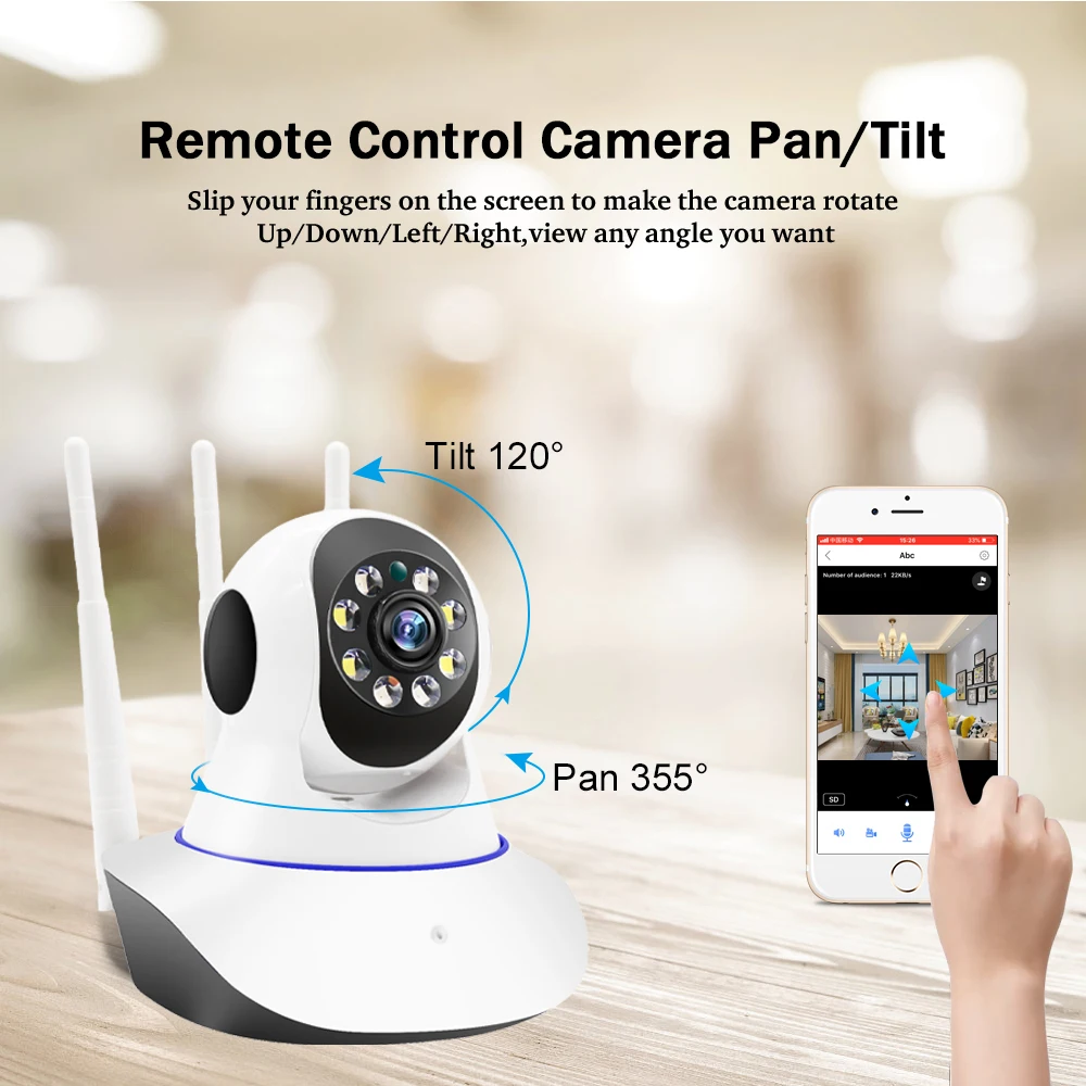 Gadinan Wifi Baby Monitor Wireless Human Auto Tracking IP Camera Two Way Audio PTZ Color Night Vision CCTV Security Surveillance