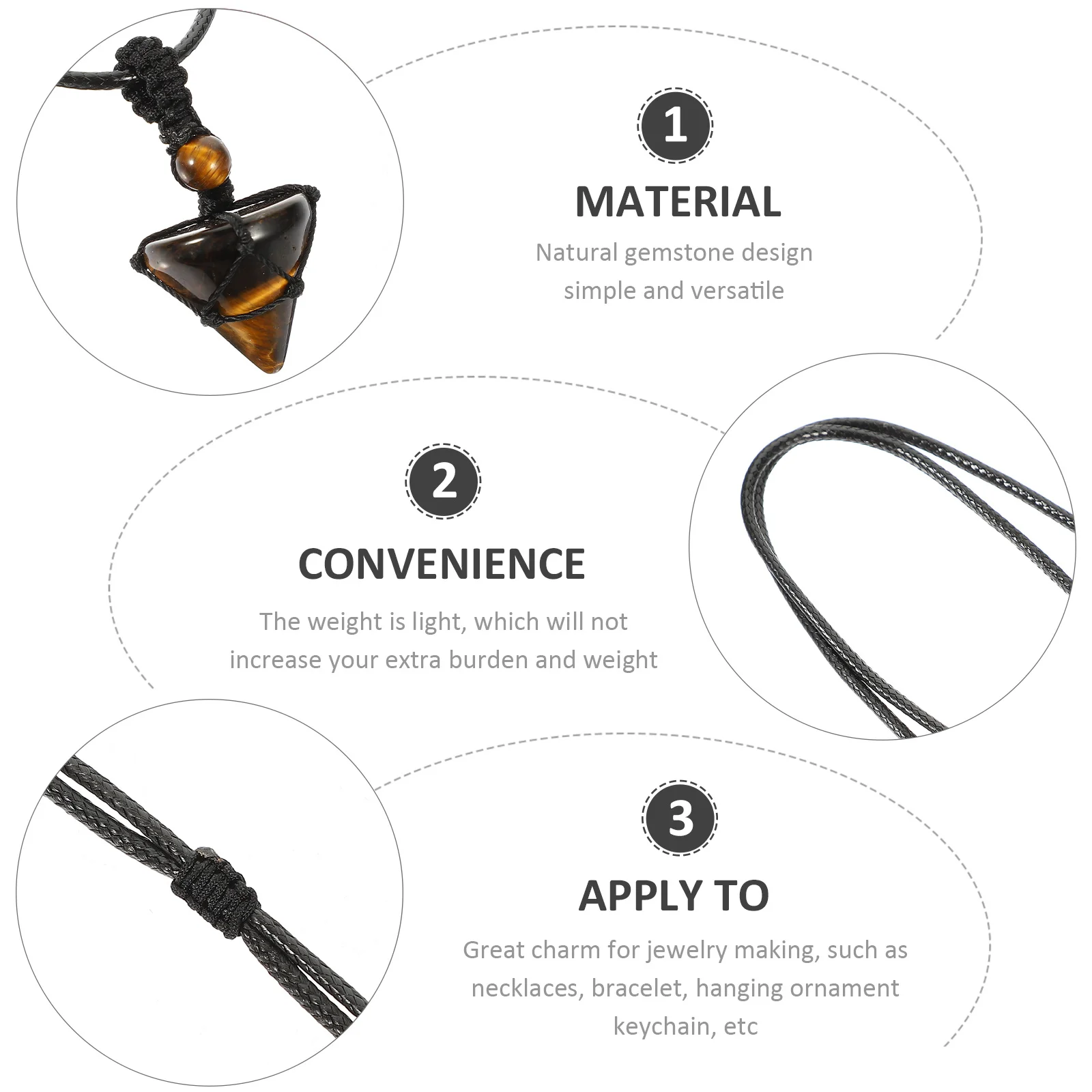 

Stone Necklace Pendant Braided Rope Wrapping Colored Natural Gemstone Jewelry Making Decor Gift Xmas Thanksgiving