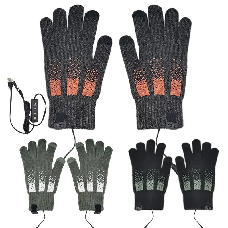 

Heated Gloves Winter Thermal Warm Gloves USB Powered Soft Durable Winter Work Gloves Knitting Touchscreen For Men Women Washable