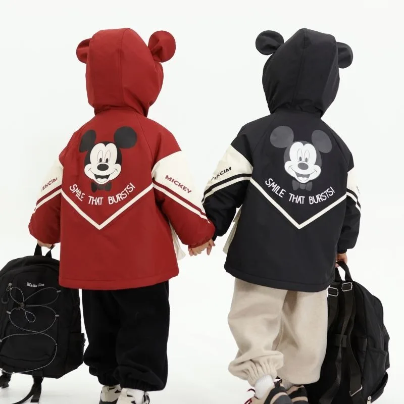 Disney Mickey children's cute creative cartoon pattern simple and fashionable thickened warm jacket down jacket three-piece set