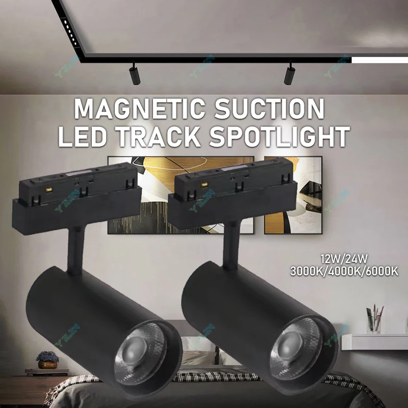 Hight Bright 12W 24W Magnetic Track Spot Light 48V Rail Spotlight For Shop Living Room Without Main Light Lighting Design
