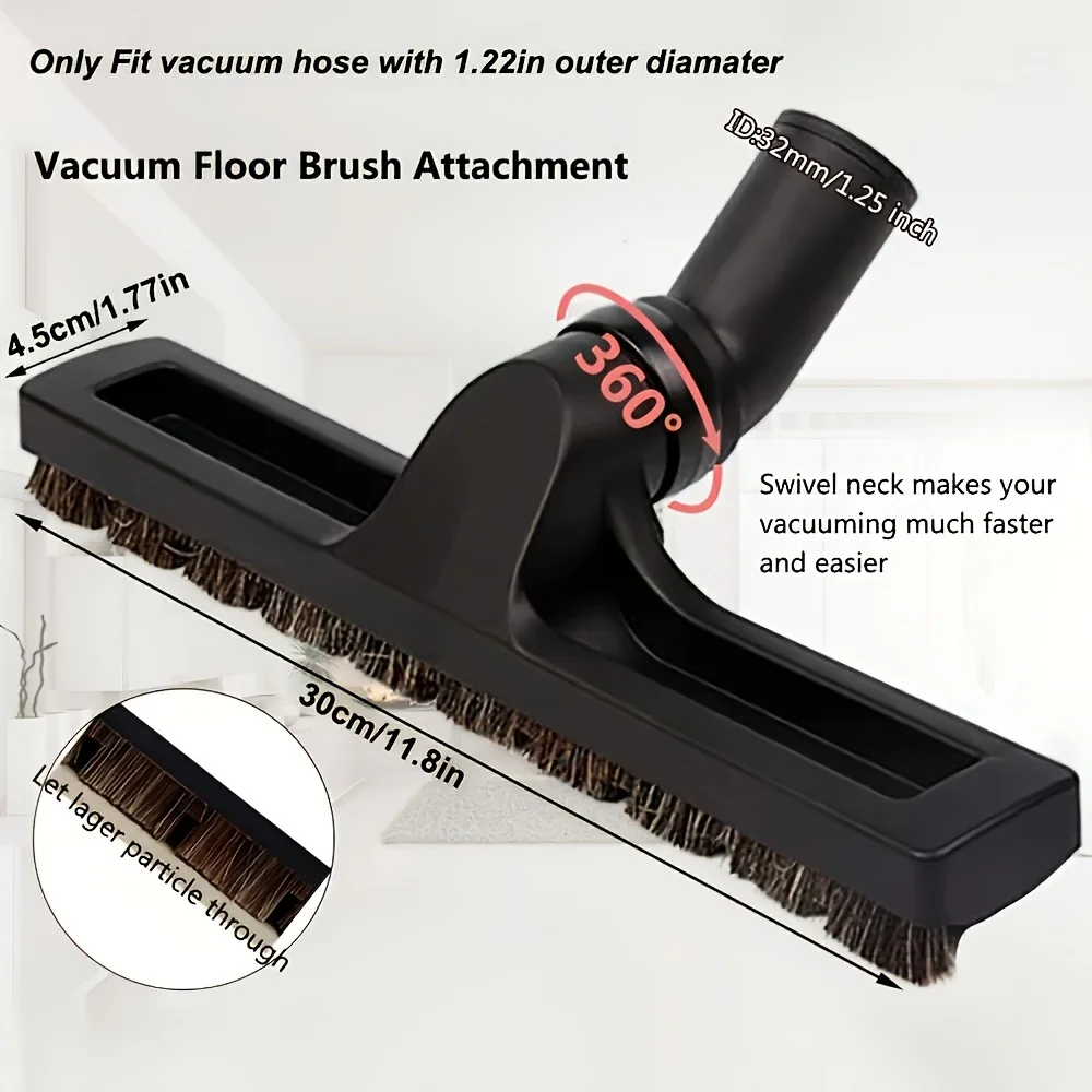 1pc Suitable For 32mm Hardwood Floor Vacuum Brush With 360° Rotating Heade - Durable Abs Bristles For Deep Cleaning