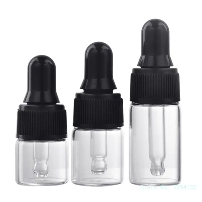 1ml/3ml Refillable Clear Mini Empty Glass Dropper Bottle Protable Travel Liquid Dispenser for Essential Oil Eye