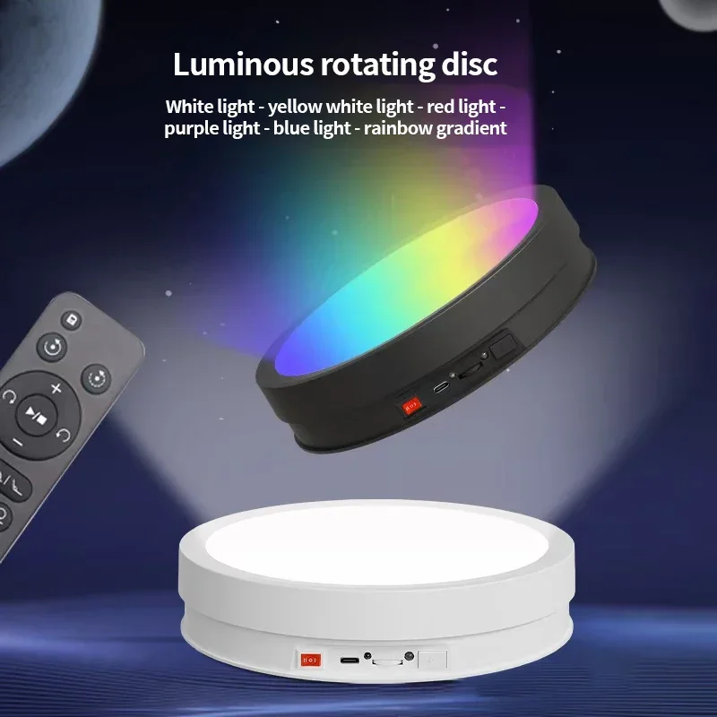 ABS Luminous Turntable Photography Show Holder With Low Noise Design Adjustable 360° Rotation Display Stand Electric Turntable
