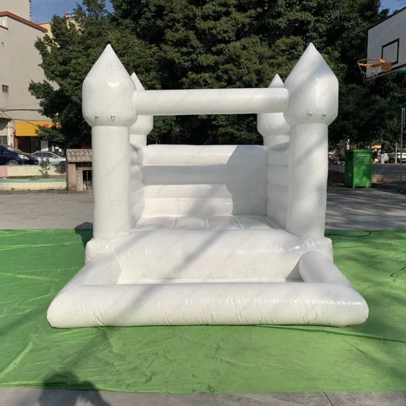 Commercial Kids 10x8ft white castle bounce house with pit inflatable bouncy house baby moonwalk jumping house for party