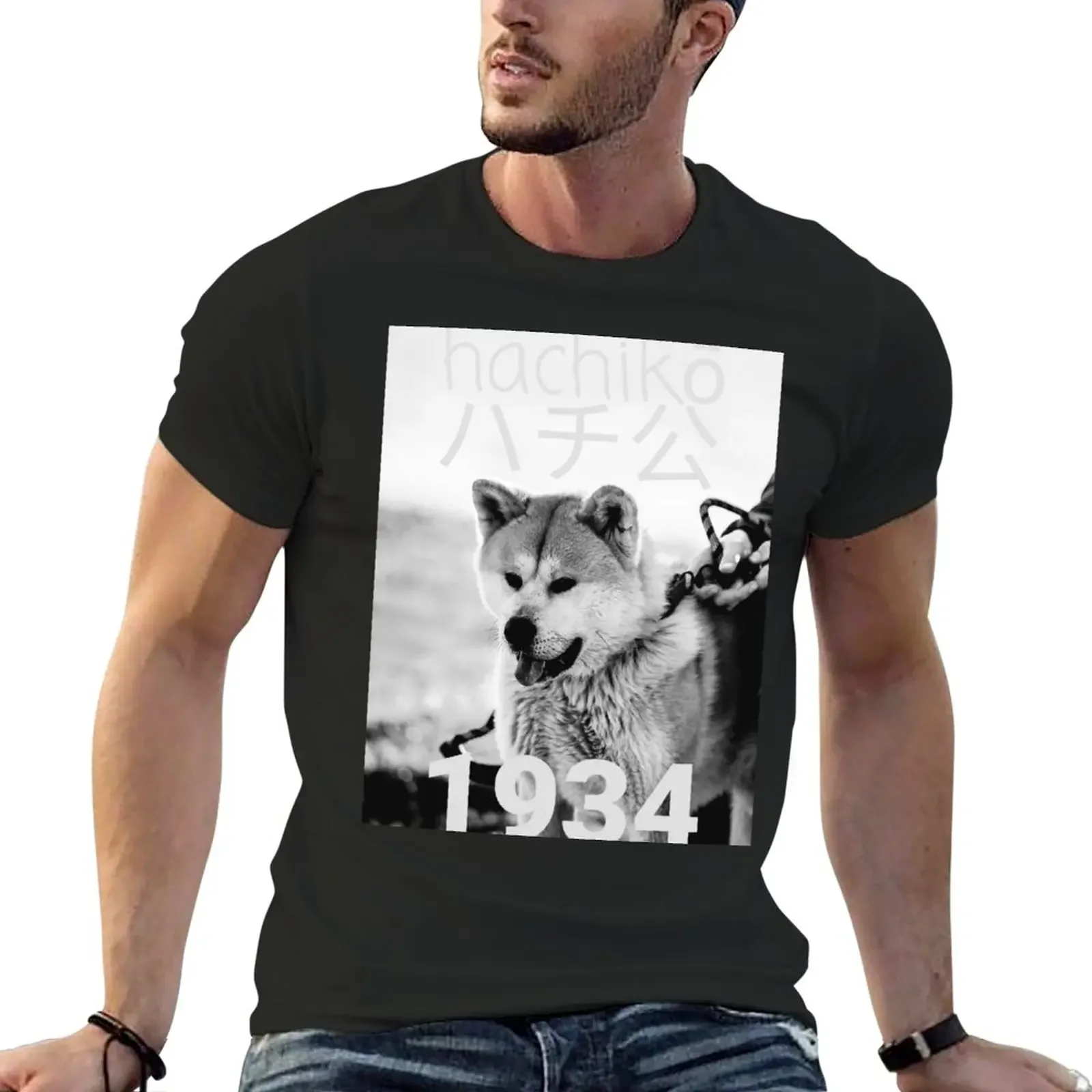 

Hachiko dog 1934 T-Shirt plus sizes anime plain black t shirts men