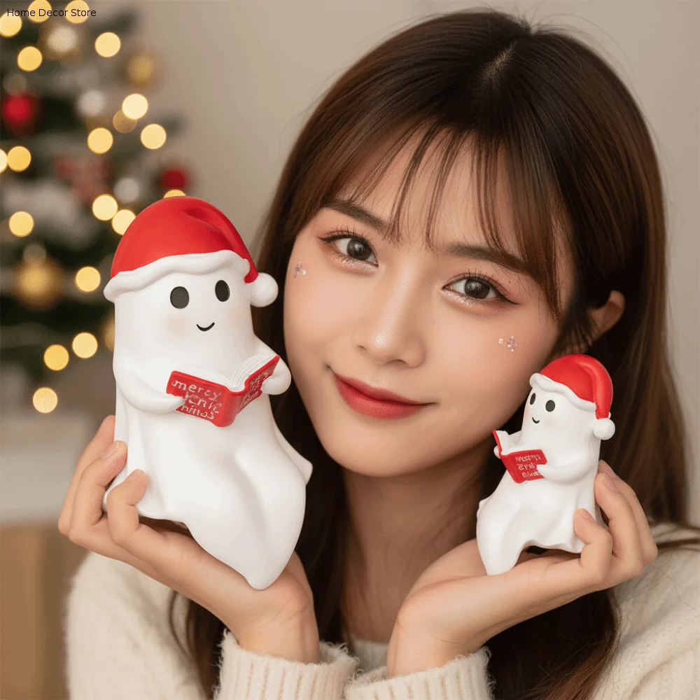 Illuminated Ghost Reading Lamp Button Cells Battery Operated Warm Glow Christmas Ghost Light Hand Painted Compact