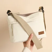 3 Main Pockets High Capacity Shoulder Crossbody Bag for Women Multi-pocket Purse Canvas Handbag Suitable for Mothers Shopping - Image 2