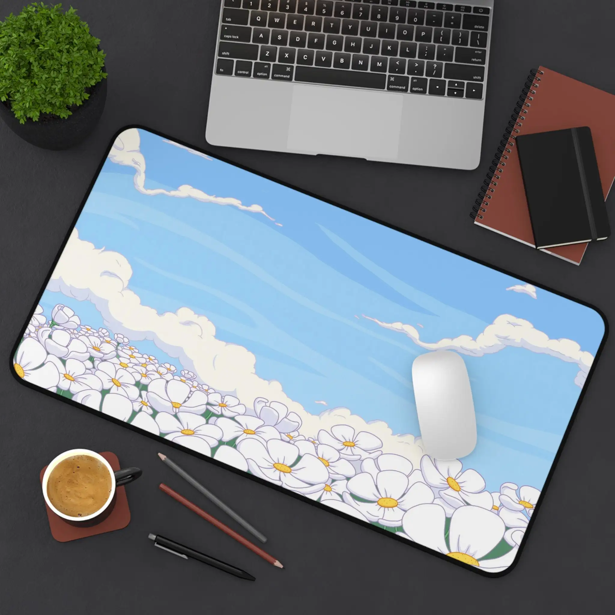 

White Petal Table Mat, White Petal Minimalist Style Gaming Mouse Pad, Non-slip Waterproof Desk Mat, Perfect Gift for Friends