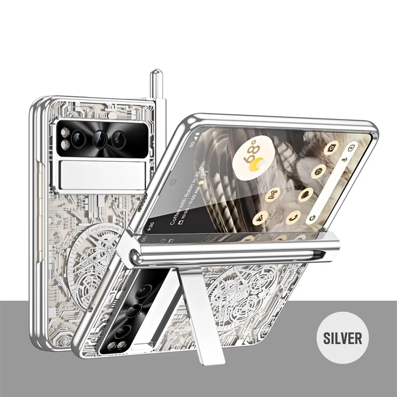 

Позолоченный чехол для телефона с подставкой и шарниром для ПК для Google Pixel Fold, прозрачная закаленная пленка для экрана с защитной крышкой S Pen Slot