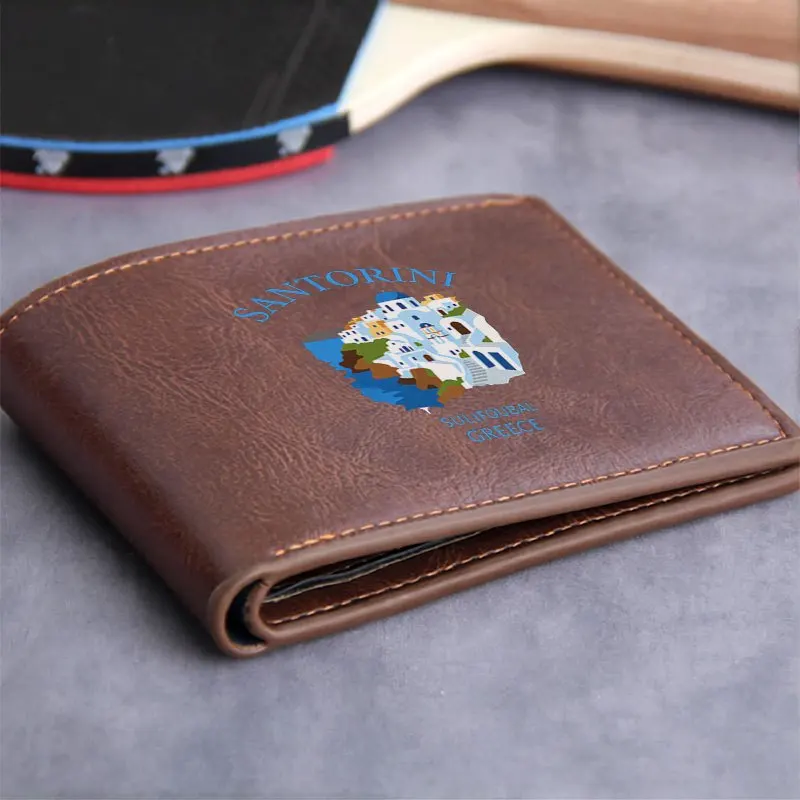 DOMPET KULIT PU SANTORINI GRIECE DESAIN MINIMALIS UNTUK PRIA DAN WANITA RINGAN TAHAN LAMA UNTUK PENGGUNAAN SEHARI-HARI AKSESORIS FASHION