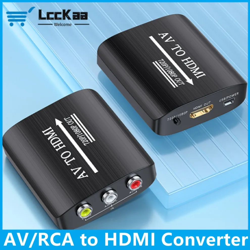 RCA to HDMI Adapter AV to HDMI Converter Composite to HDMI Converter for PS1/2/3 Xbox N64 WII VHS VCR Blue-Ray DVD STB Adapter