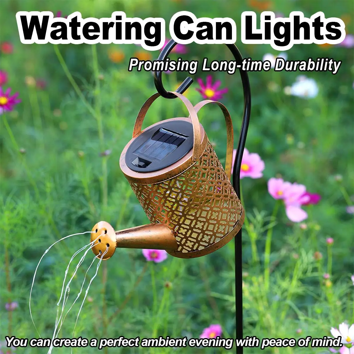 

GEFENSISolar Wrought Iron Lamp Ground Garden Landscape Outdoor Waterproof Ceiling Light Plug Led Lights Decoration Patio Decor L