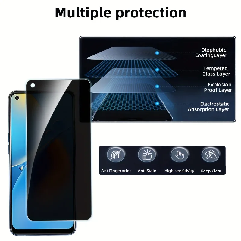 3 قطعة واقي للشاشة من الزجاج المقسى مضاد للزقزقة لهاتف OPPO A53s A54 A72 A74 A74 5G A78 4G A94 5G A80 5G A96 حماية من الخدش #6