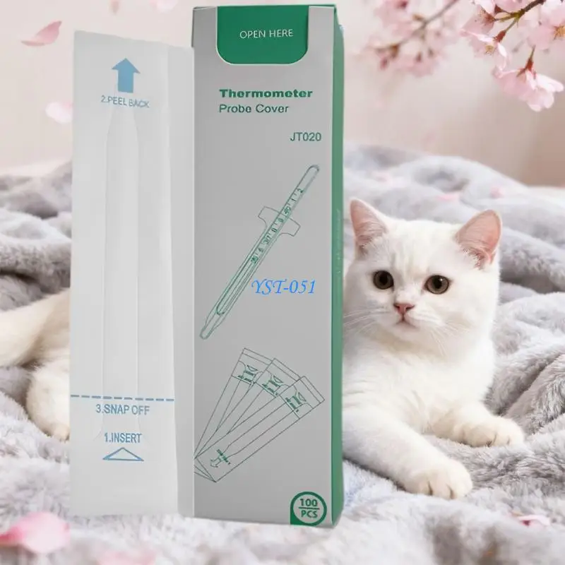 E15A 100Pcs Thermometers Probe Cover Protectors Clear Temperature Sheath Sleeves
