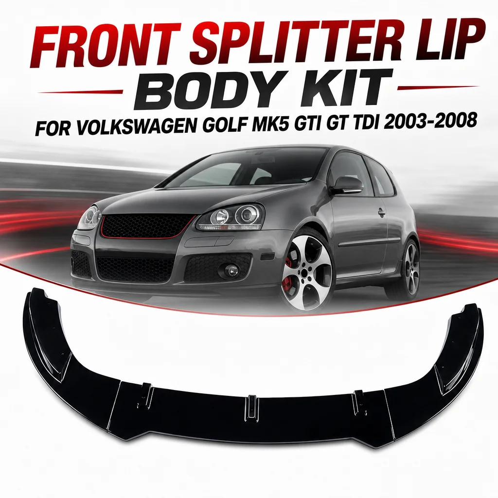 Frontstoßstange für Volkswagen Golf MK5 GTI GT TDI 2003-2008, glänzend schwarzer Frontsplitter, Spoiler, Karosserie-Kit.