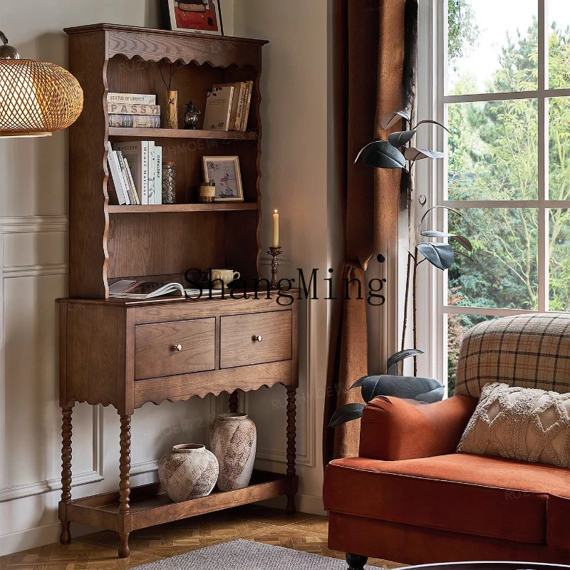 

ZYY retro solid wood dining side cabinet, coffee cup shelf, medieval display stand, restaurant wall ceramic cabinet