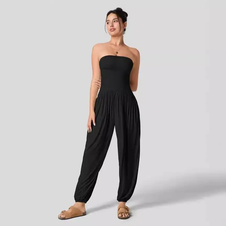 Women's Oversize Sleeveless Loose Casual Crew Neck Jumpsuits High Waist Long Pants Other Fabric Autumn Collection