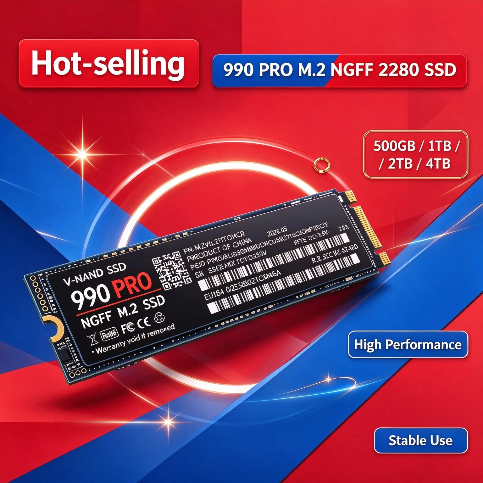 Fast Internal Hard Disk 500GB 1TB 2TB 4TB NGFF SSD 990PRO M2 SATA3 Inside Solid State Drive PC Drive Laptop Desktop Computer