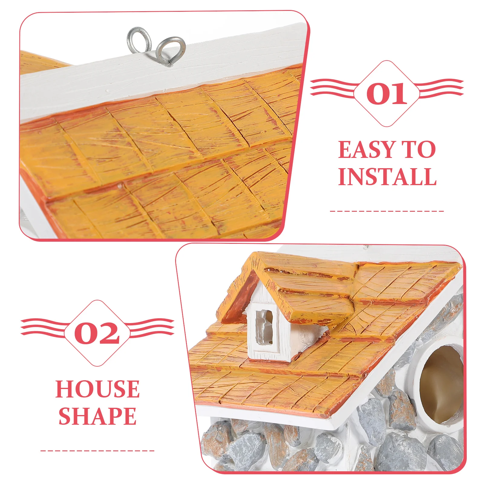 

Heavy Duty Stone Resin Bird House Hanging Outdoor Garden Ornament Resin Craft Bird Nest Garden Decoration Park Ornament