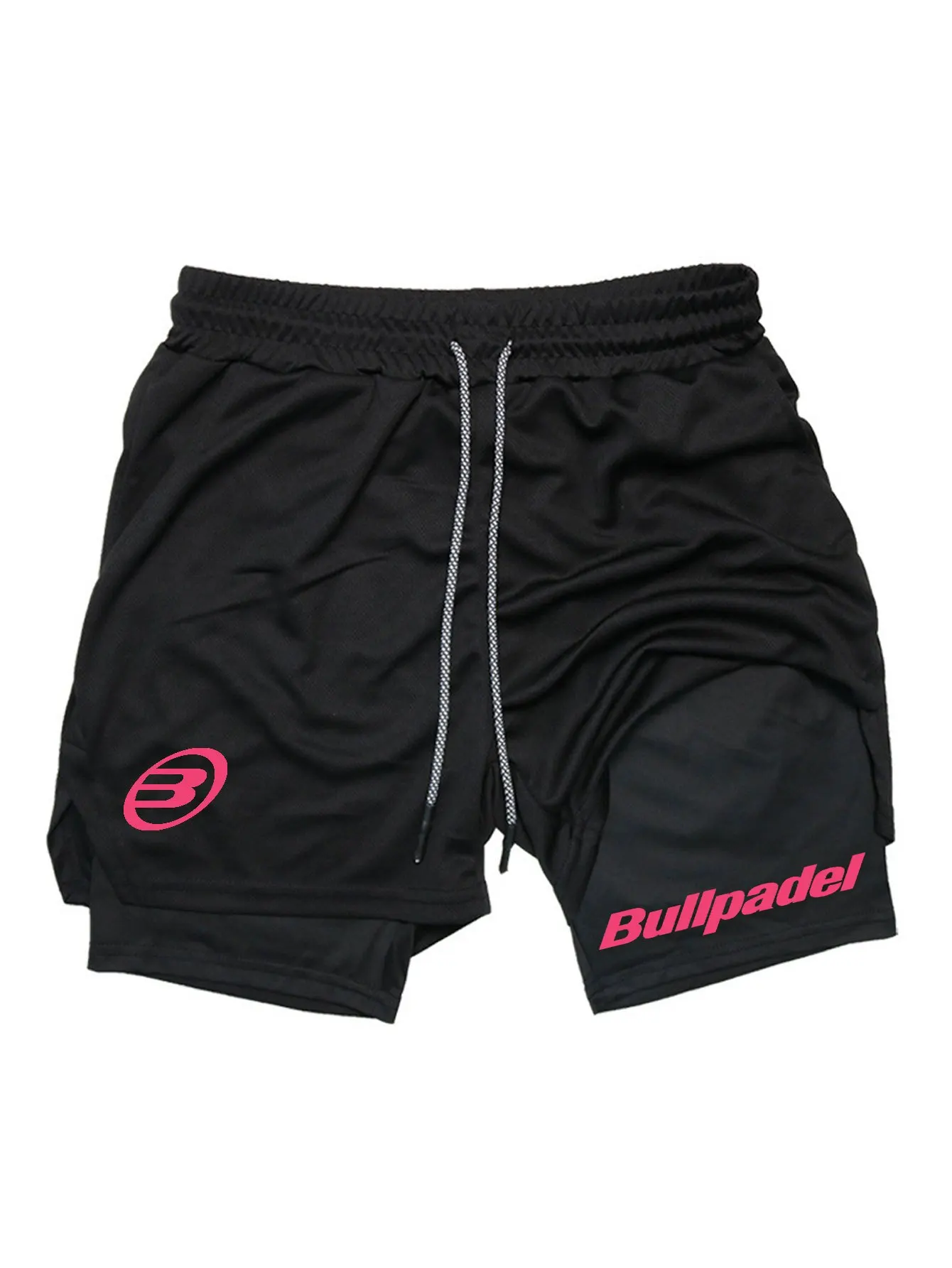 

Bullpadel Men'S Sports Shorts - Medium Elasticity, Regular Print Drawstring Waistband