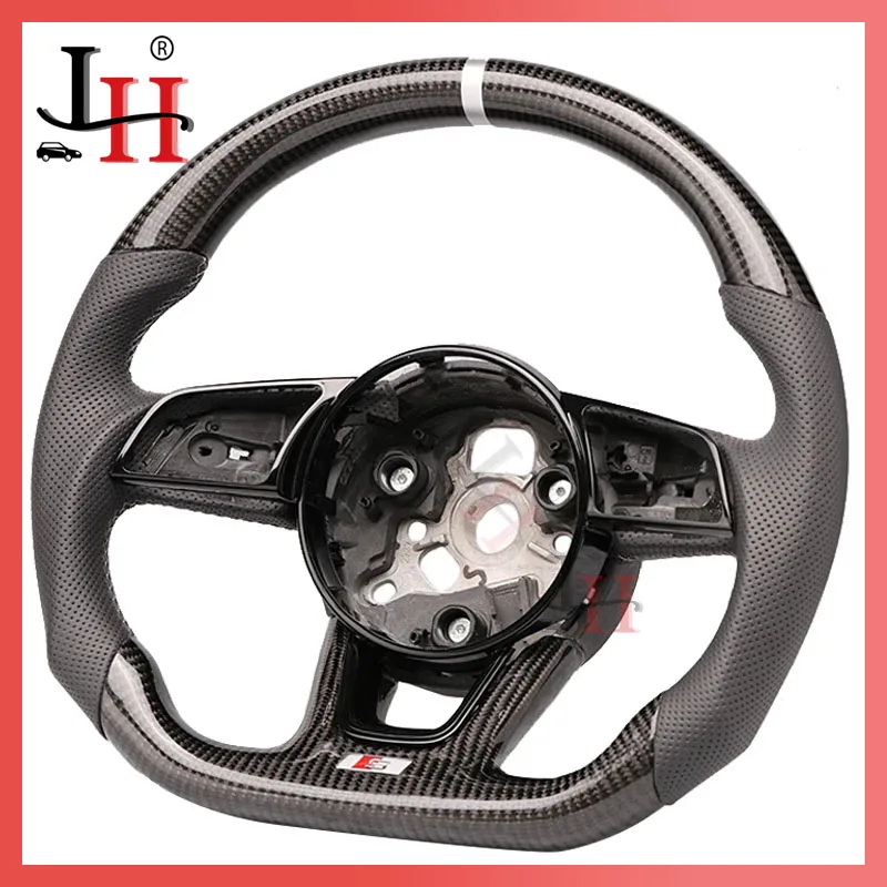 

for Audi A3 carbon fiber steering wheel flat bottom A4 A5 S3 S4 S5 leather semi perforated steering wheel